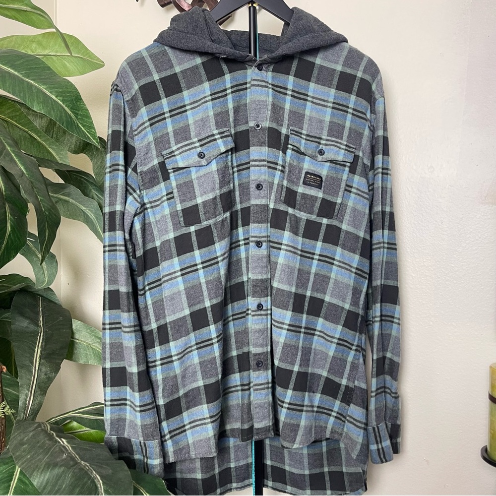 Quiksilver Black and Blue Plaid Shirt Jacket